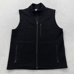 Ibex‎ Mens Merino Wool Blend Full Zip Vest Black Made in USA Size L Mock Neck